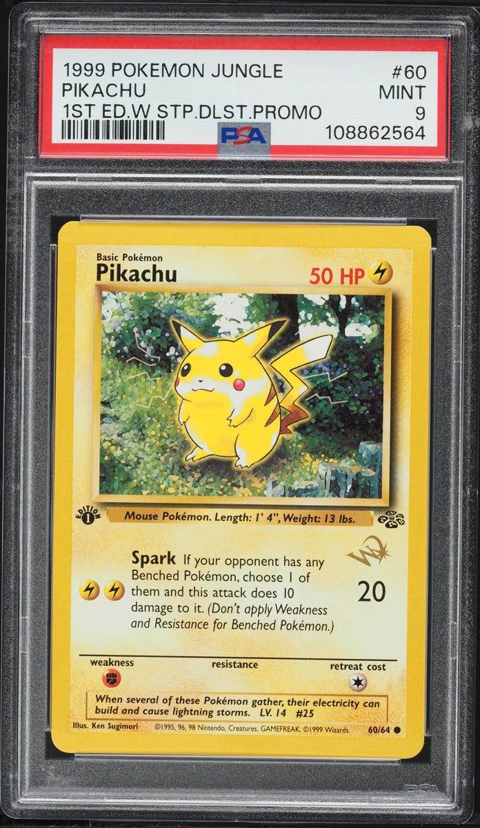 1999 Pokemon Jungle 1st Edition W Stamp Duelist Promo Pikachu #60 PSA 9 MINT