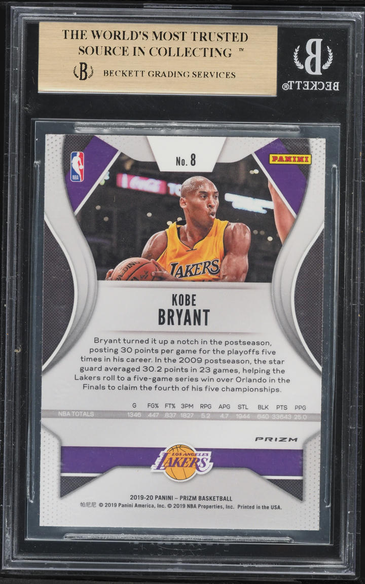 2019 Panini Prizm Silver Prizms Kobe Bryant #8 BGS 9.5 GEM MINT