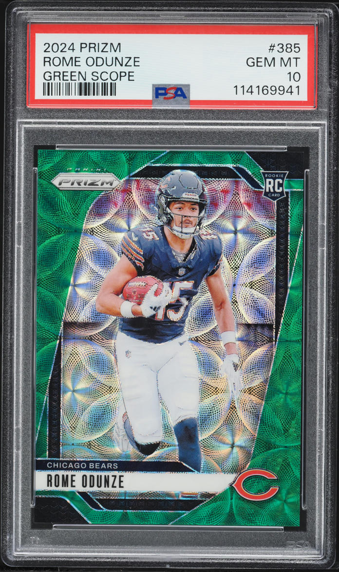 2024 Panini Prizm Green Scope Rome Odunze ROOKIE /75 #385 PSA 10 GEM MINT