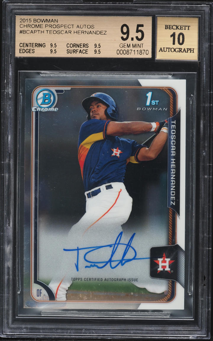 2015 Bowman Chrome Teoscar Hernandez PROSPECT AUTO #BCAP-TH BGS 9.5 GEM MINT