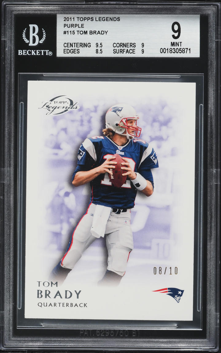2011 Topps Legends Purple Tom Brady /10 #115 BGS 9 MINT