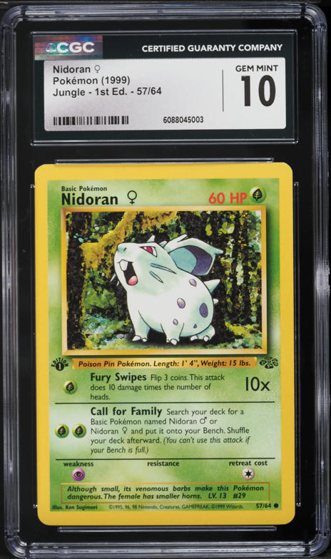 1999 Pokemon Jungle 1st Edition Nidoran #57 PSA 10 GEM MINT on Fanatics  Collect