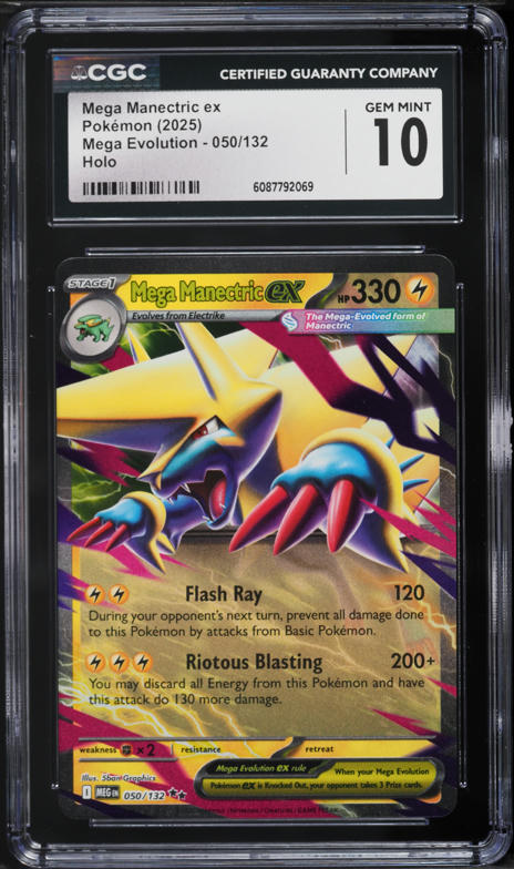 2025 Pokemon Mega Evolution Mega Manectric ex #50 CGC 10 GEM MINT