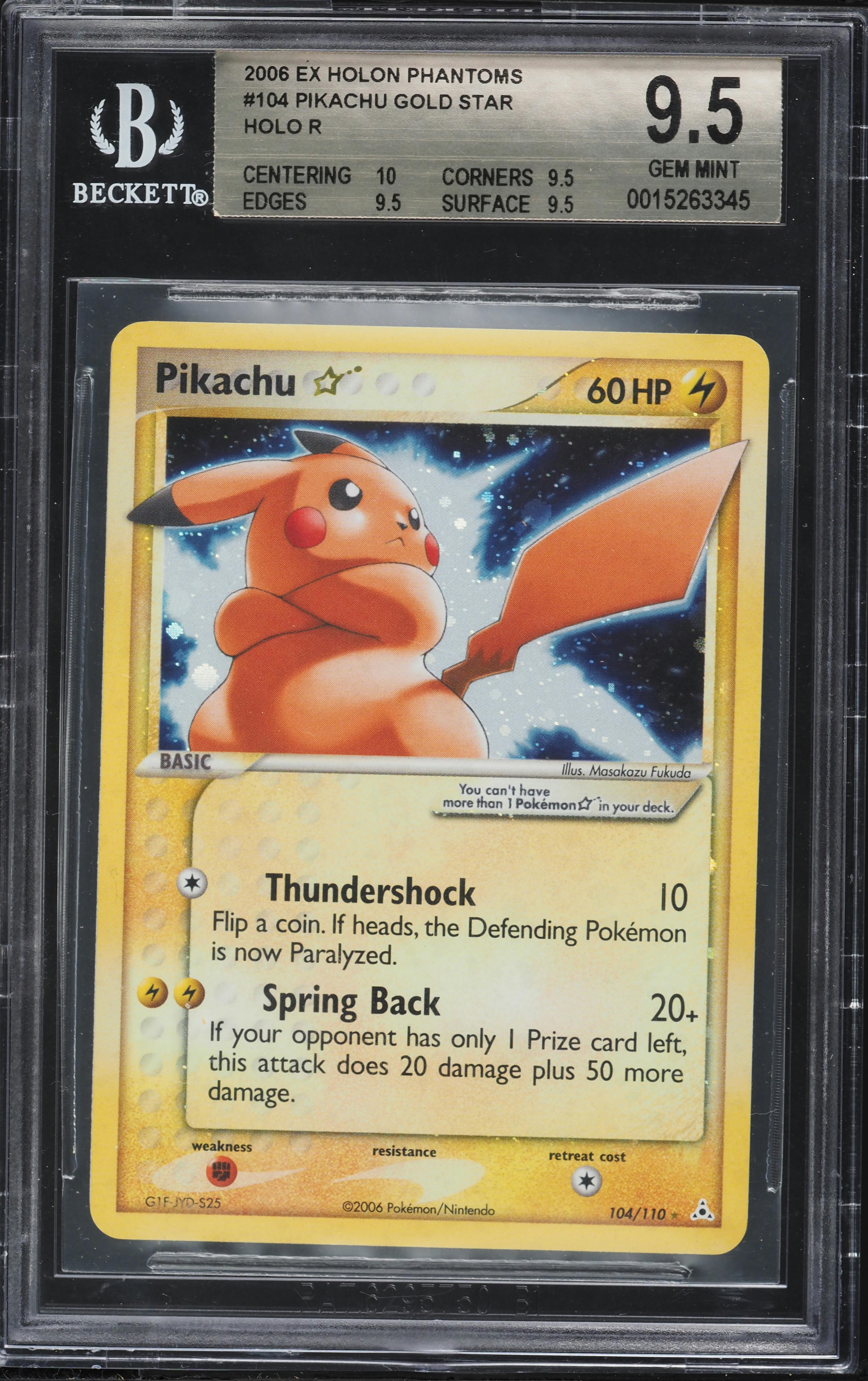 2006 Pokemon EX Holon Phantoms Holo Pikachu Gold Star #104 BGS 9.5 GEM MINT  on Fanatics Collect