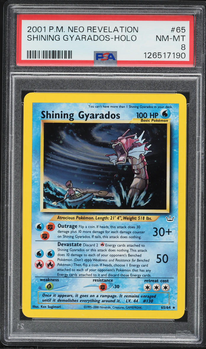 2001 Pokemon Neo Revelation Holo Shining Gyarados #65 PSA 8 NM-MT
