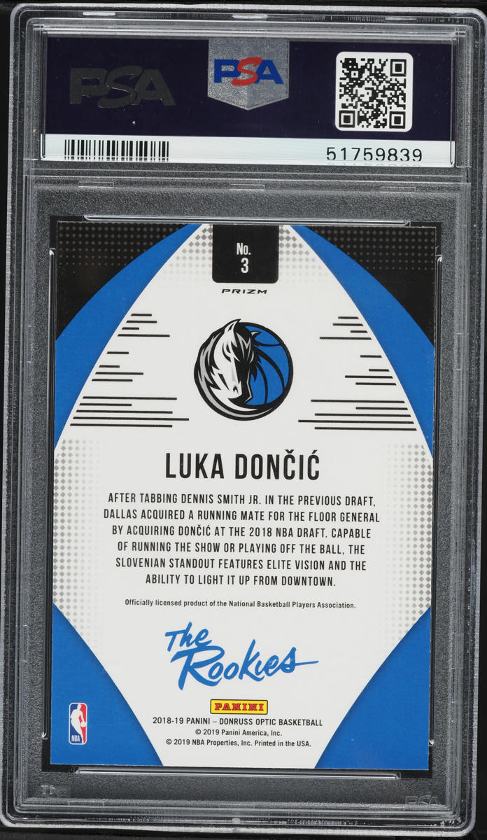 2018 Donruss Optic Fast Break Holo Luka Doncic ROOKIE #3 PSA 10 GEM MINT