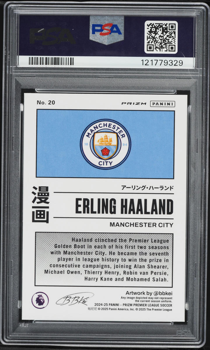 2024 Panini Prizm Premier League Manga Erling Haaland #20 PSA 10