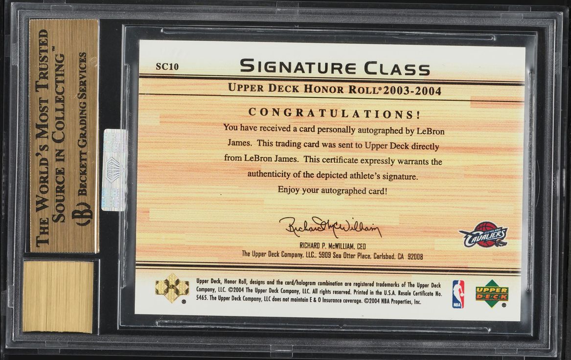 2003 Upper Deck Honor Roll Signature LeBron James ROOKIE AUTO #SC10 MBA BGS 9.5