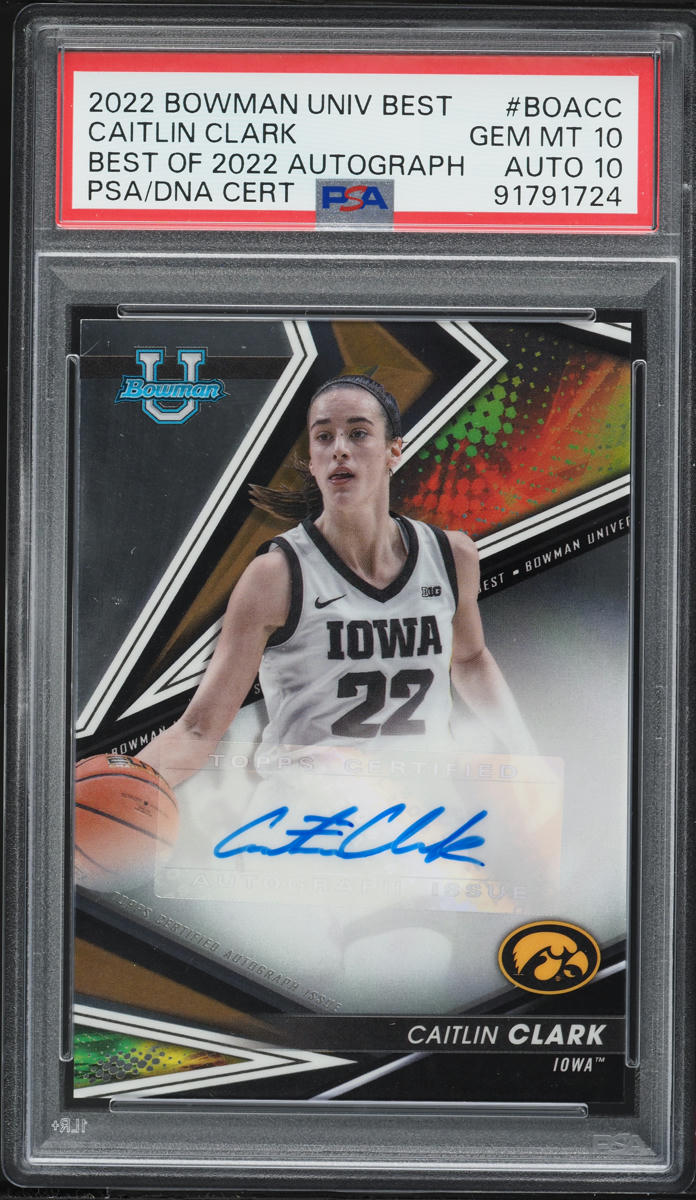 2022 Bowman University Best Caitlin Clark ROOKIE AUTO DNA 10 #BOA-CC PSA 10 GEM MINT