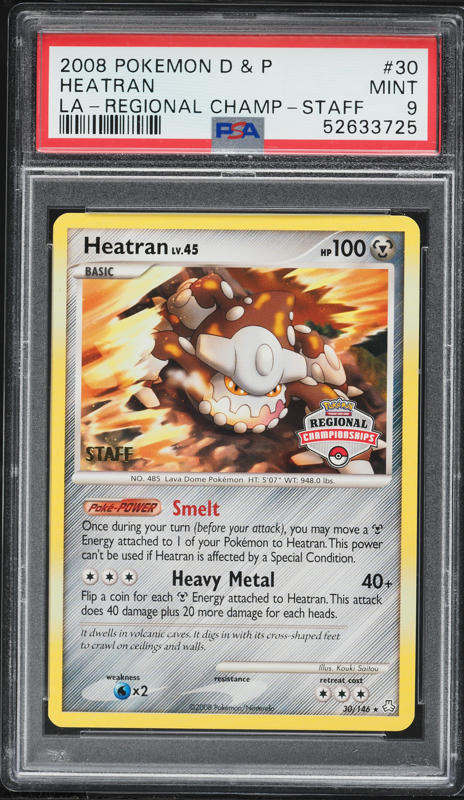 2008 Pokemon Diamond & Pearl Legends Awakened Regional Champ Staff Heatran #30 PSA 9 MINT