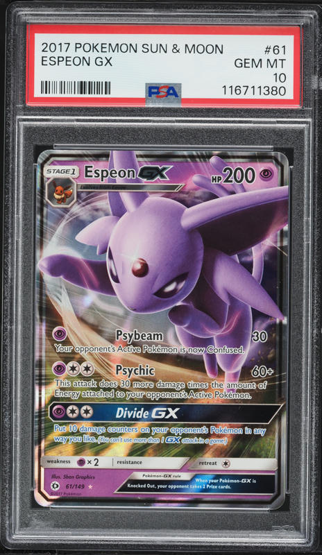 2017 Pokemon Sun & Moon Full Art Espeon GX #140 CGC 10 GEM MINT on Fanatics Collect 2017 Pokemon Sun & Moon Full Art Espeon GX #140 CGC 10 GEM MINT on Fanatics Collect