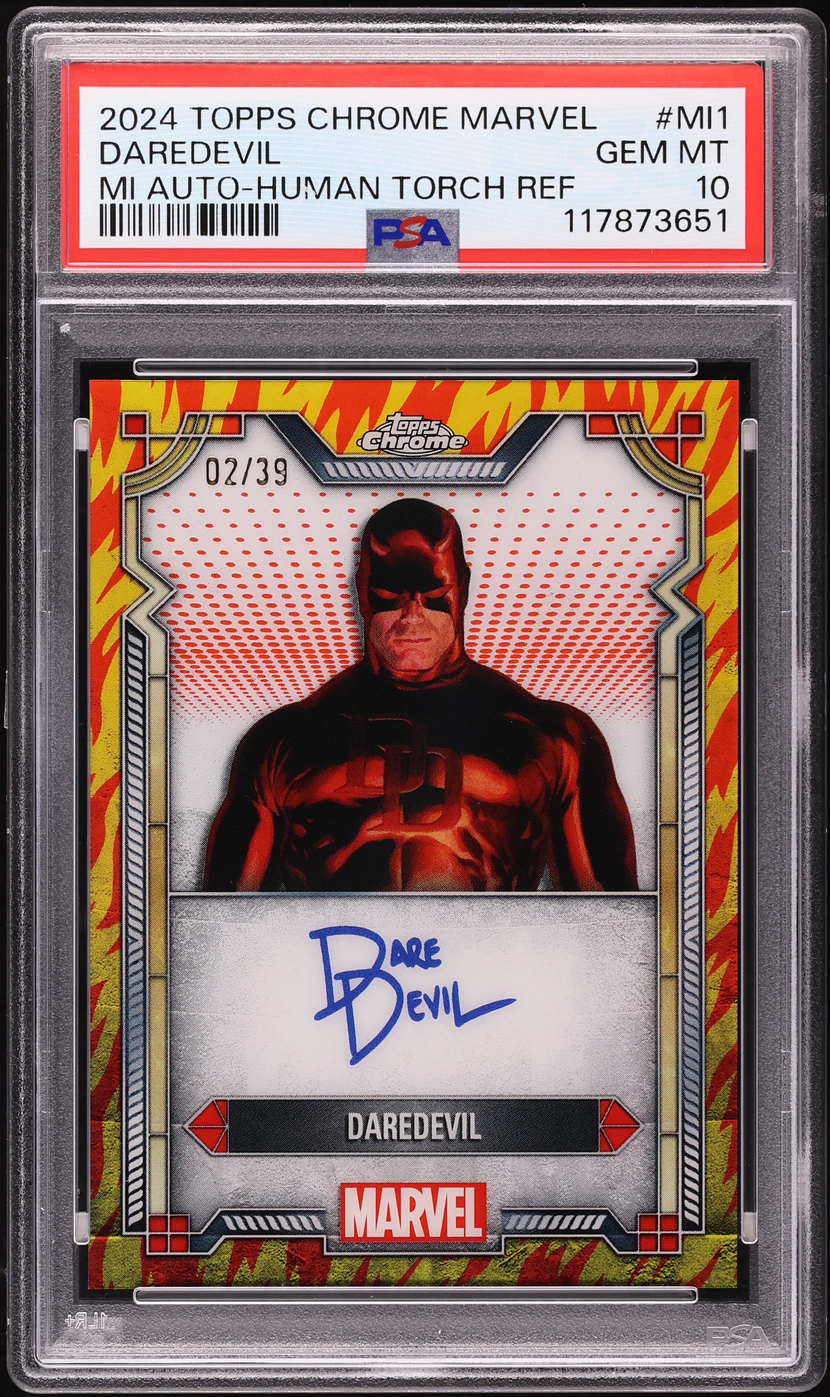 2024 Topps Chrome Marvel Human Torch Refractor Daredevil AUTO /39