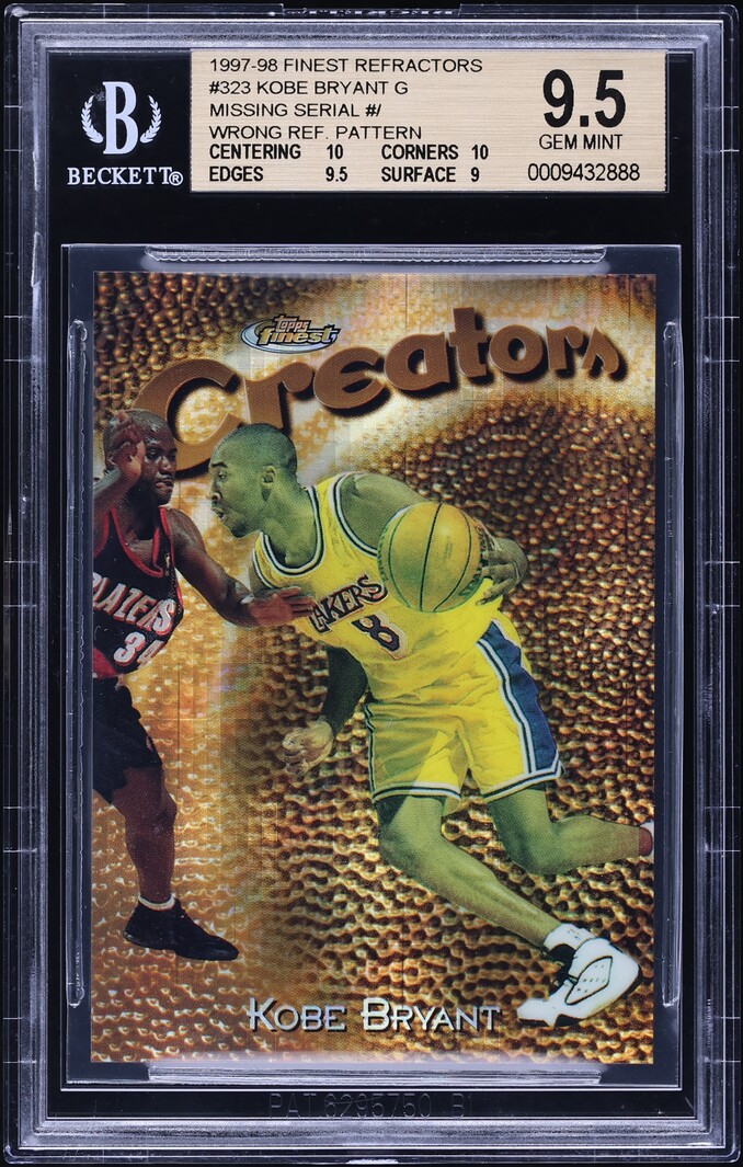 1997 Finest Gold Refractor Kobe Bryant #323 BGS 9.5 GEM MINT