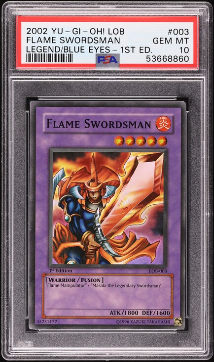 2002 Yu-Gi-Oh! Legend Of Blue-Eyes 1st Ed Flame Swordsman #LOB-003