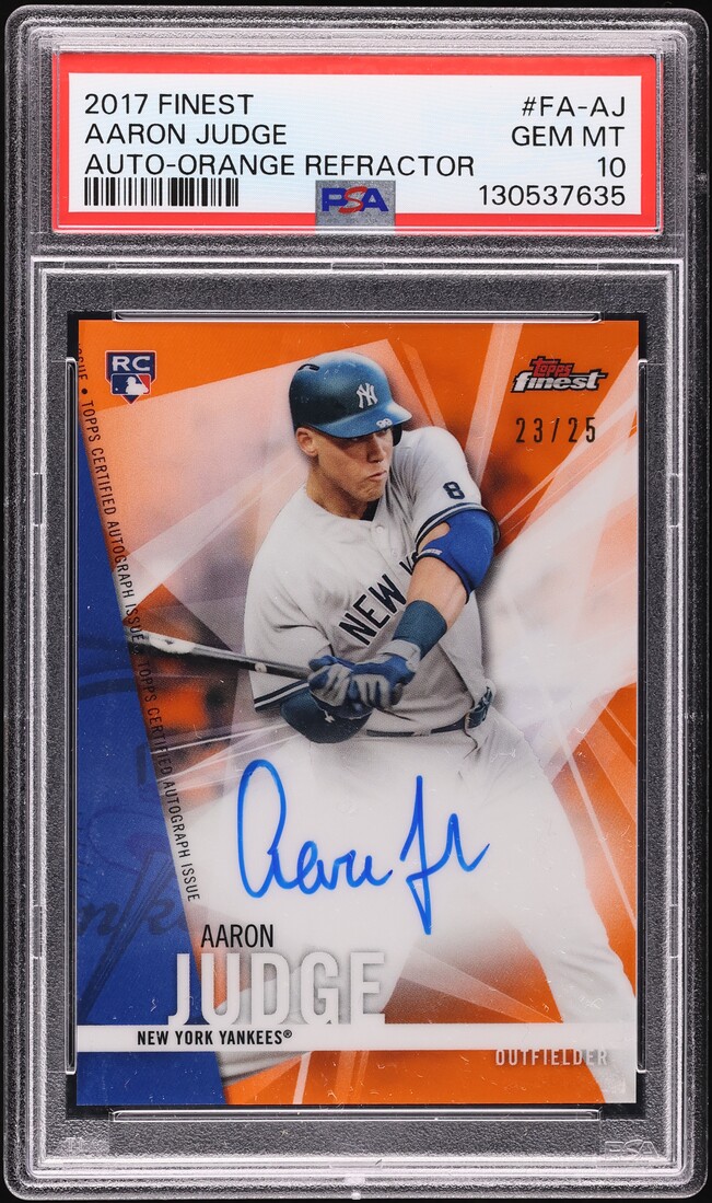 2017 Finest Orange Refractor Aaron Judge ROOKIE AUTO /25 #FA-AJ PSA 10 GEM MINT