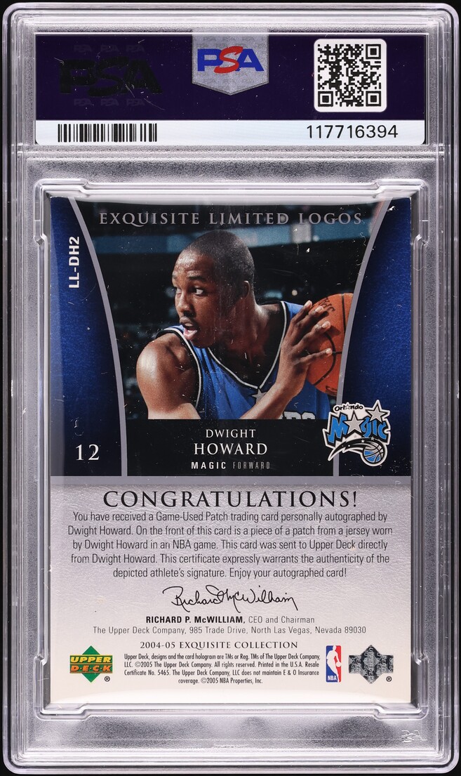 2004 Exquisite Collection Limited Logos Dwight Howard ROOKIE PATCH AUTO /50 #LL-DH2 PSA 5 EX