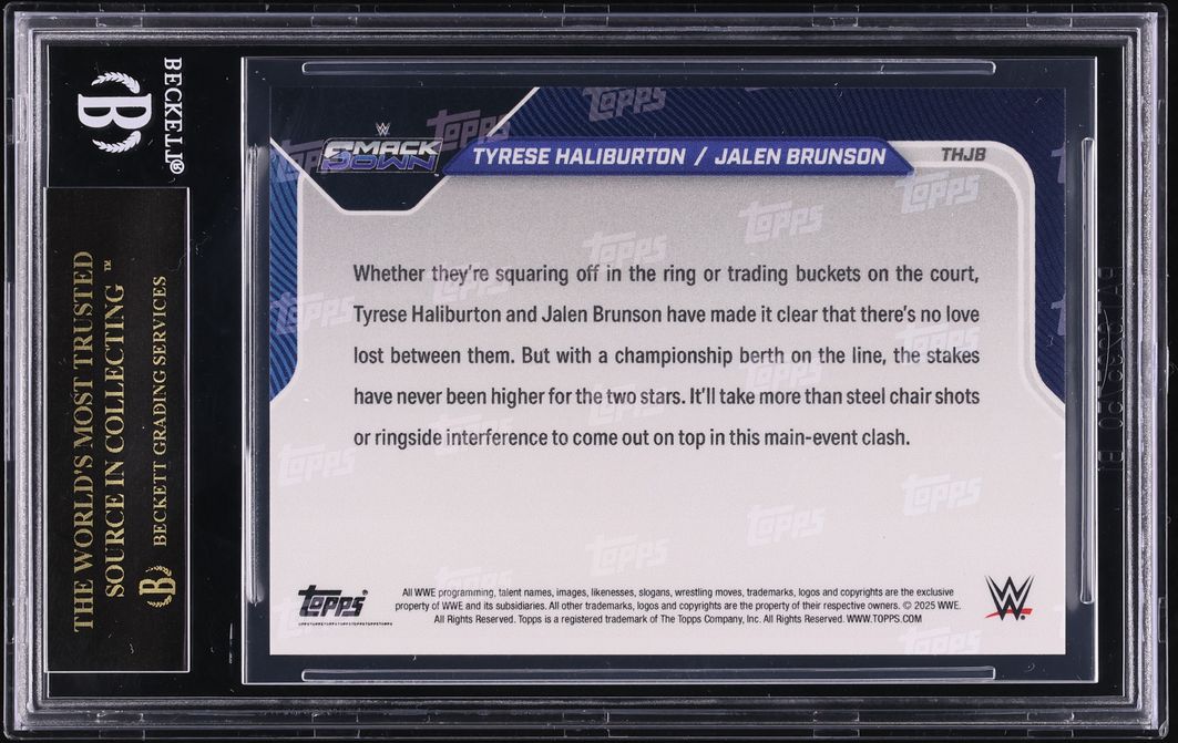 2025 Topps Now WWE Tyrese Haliburton & Jalen Brunson #THJB BGS 10 PRISTINE, BLACK LABEL