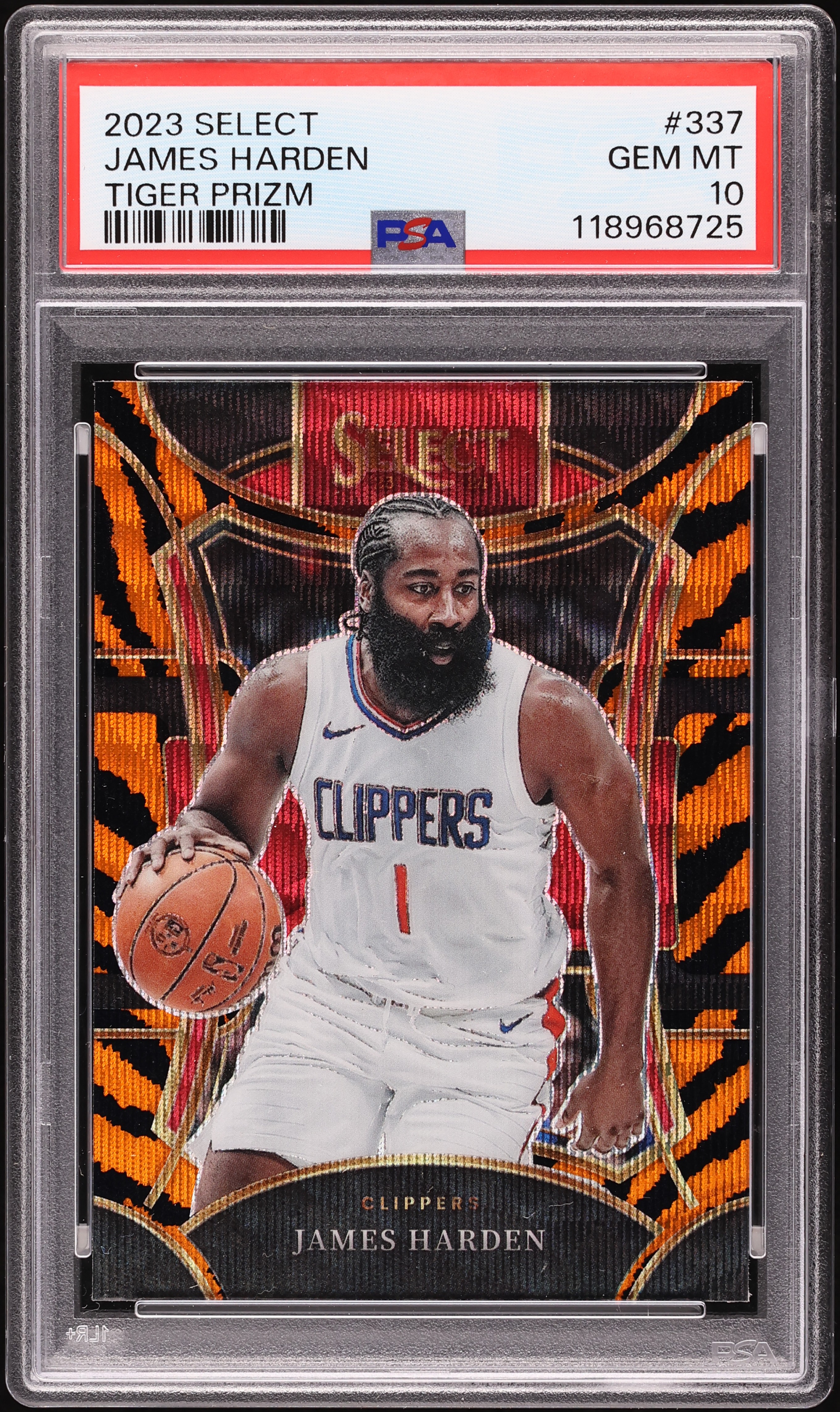 2023 Select Mezzanine Tiger Prizm James Harden #337 PSA 10 GEM