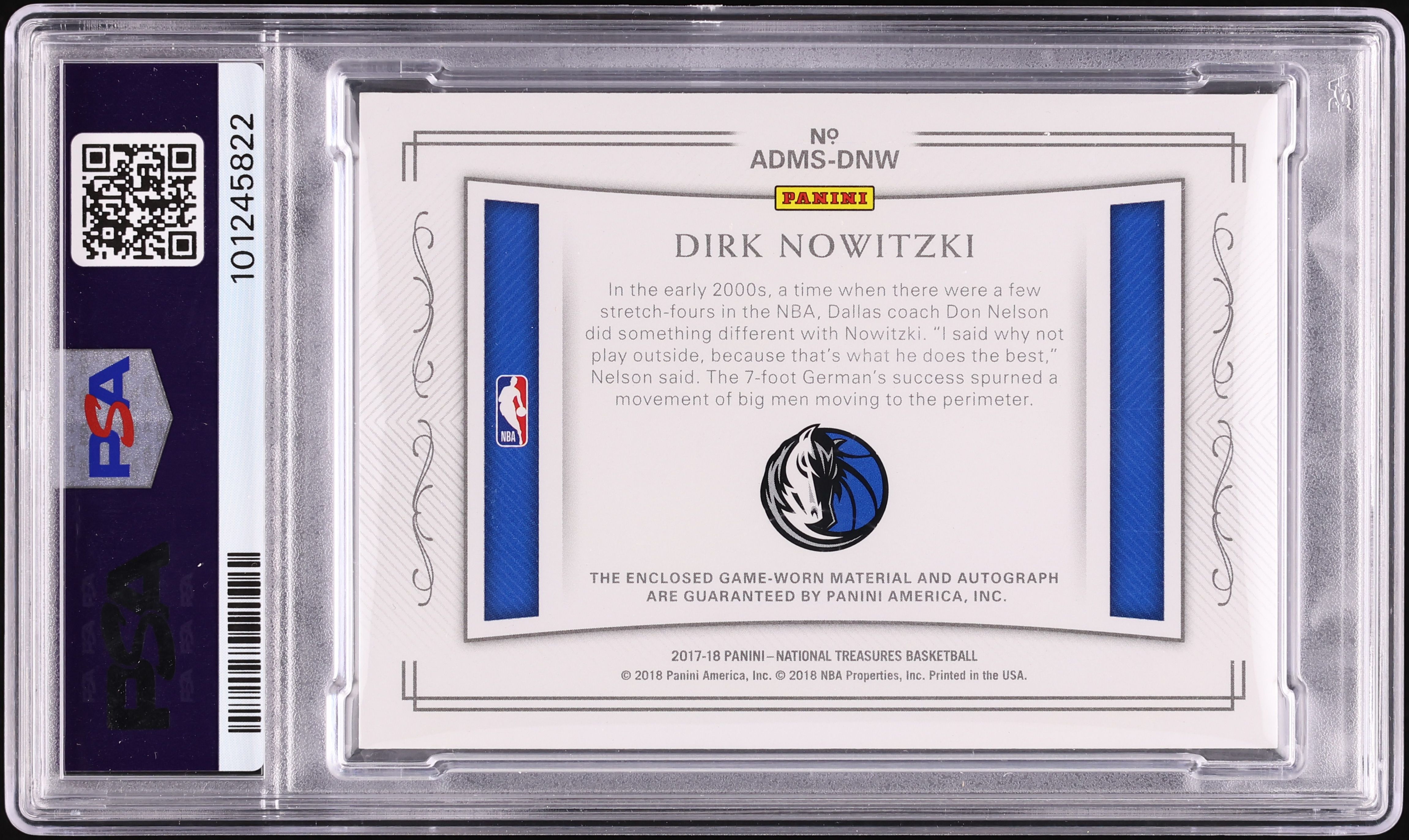 2017 National Treasures All-Decade Dirk Nowitzki PATCH AUTO DNA 9 