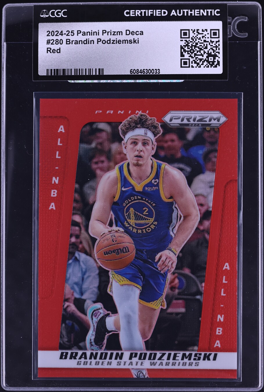 2024 Panini Prizm Deca Red Brandin Podziemski ROOKIE /199 #280 CGC AUTH