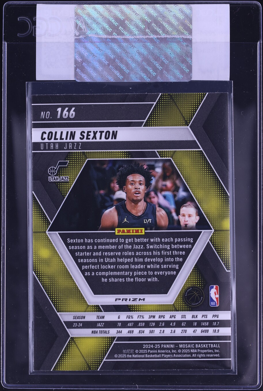 2024 Panini Mosaic Reactive Blue Collin Sexton #166 CGC AUTH
