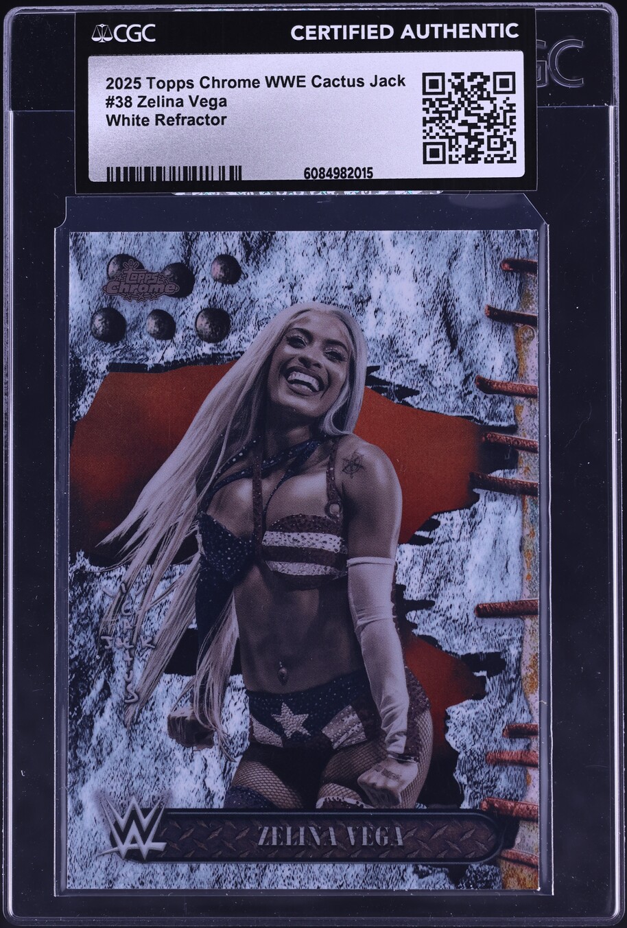 2025 Topps Chrome WWE Cactus Jack White Refractor Zelina Vega #38