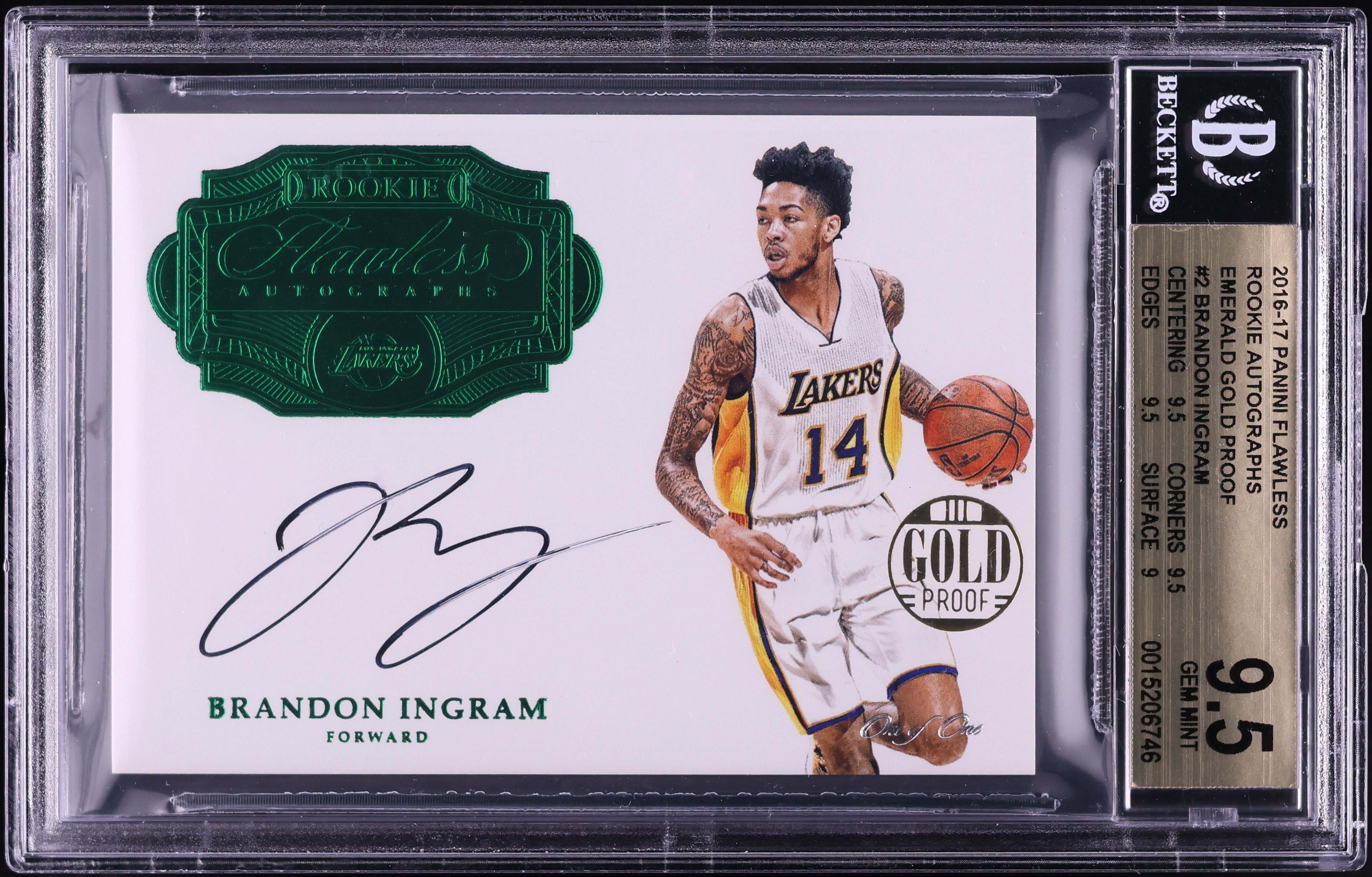 2016 Panini Flawless Emerald Gold Proof Brandon Ingram ROOKIE AUTO