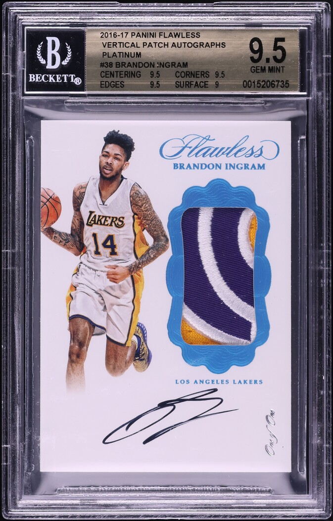 2016 Panini Flawless Vertical Platinum Brandon Ingram ROOKIE PATCH AUTO 1/1 #38 BGS 9.5 GEM