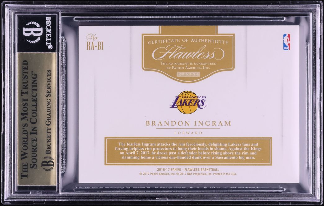 2016 Panini Flawless Emerald Gold Proof Brandon Ingram ROOKIE AUTO 1/1 #2 BGS 9.5 GEM MINT
