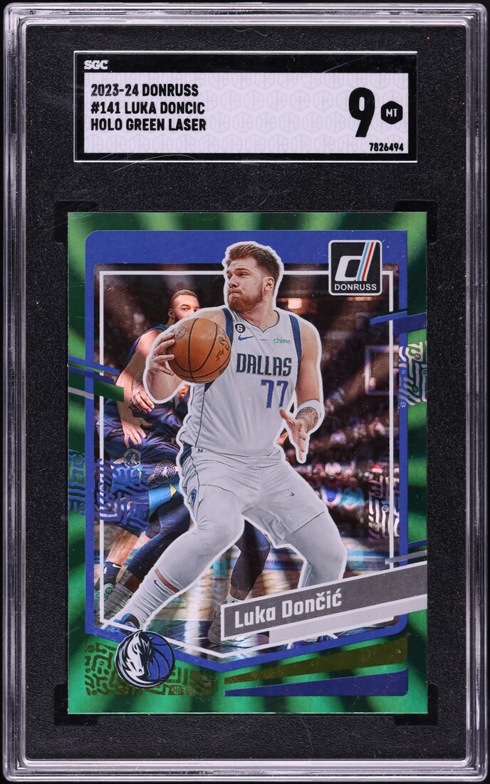 2023 Donruss Green Holo Laser Luka Doncic #141 SGC 9 MINT