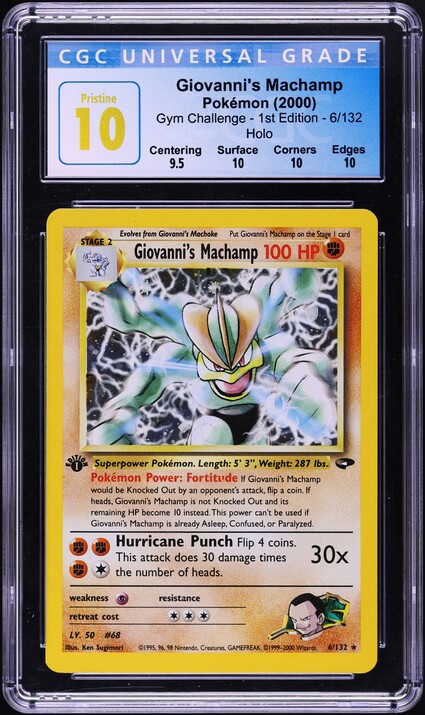 2000 Pokemon Gym Challenge 1st Edition Holo Giovanni's Machamp #6 CGC 10 PRISTINE