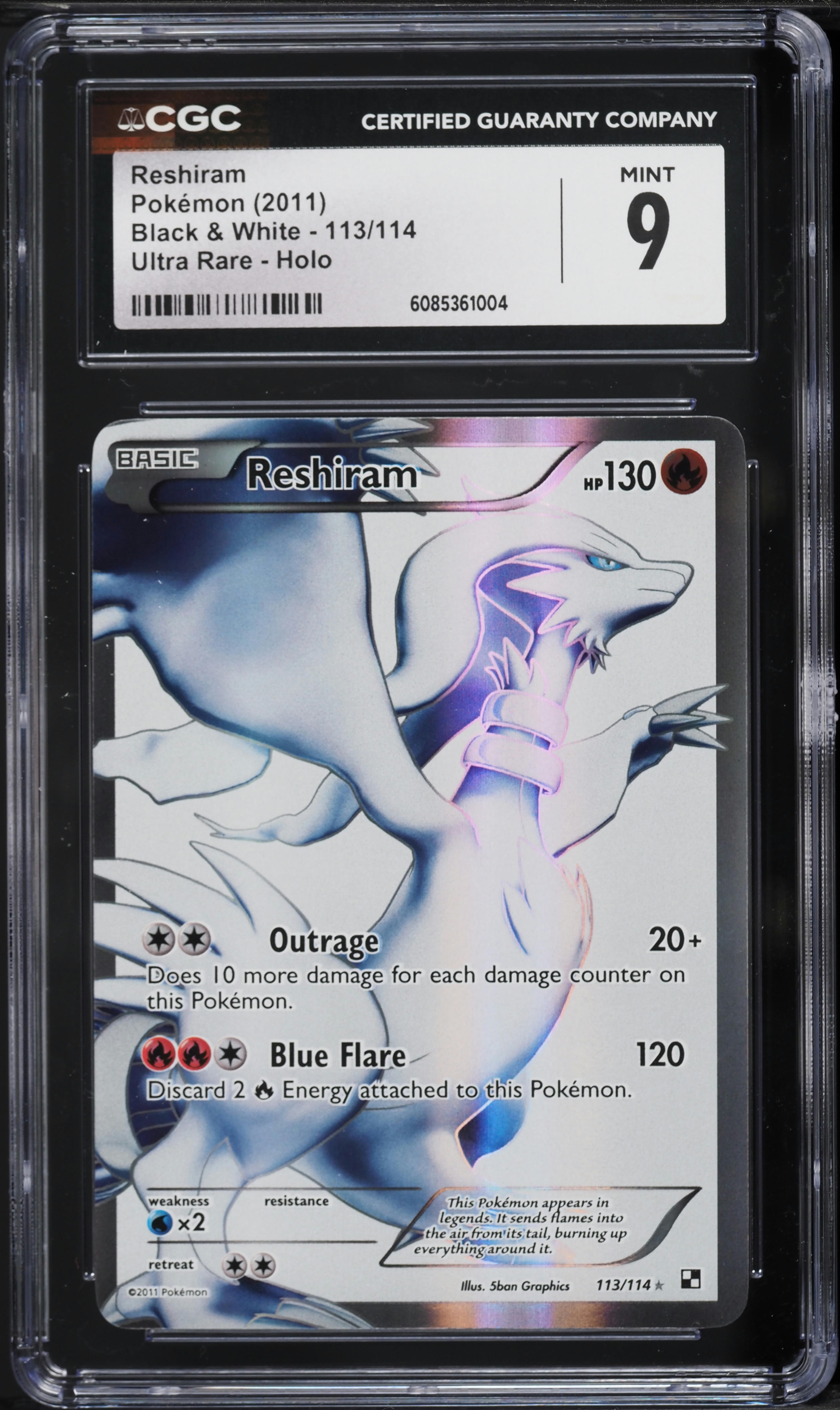 Pokemon Black & White Base Set Ultra Rare Reshiram #113 [CGC - NM/Mint 8 (3992700040)]
