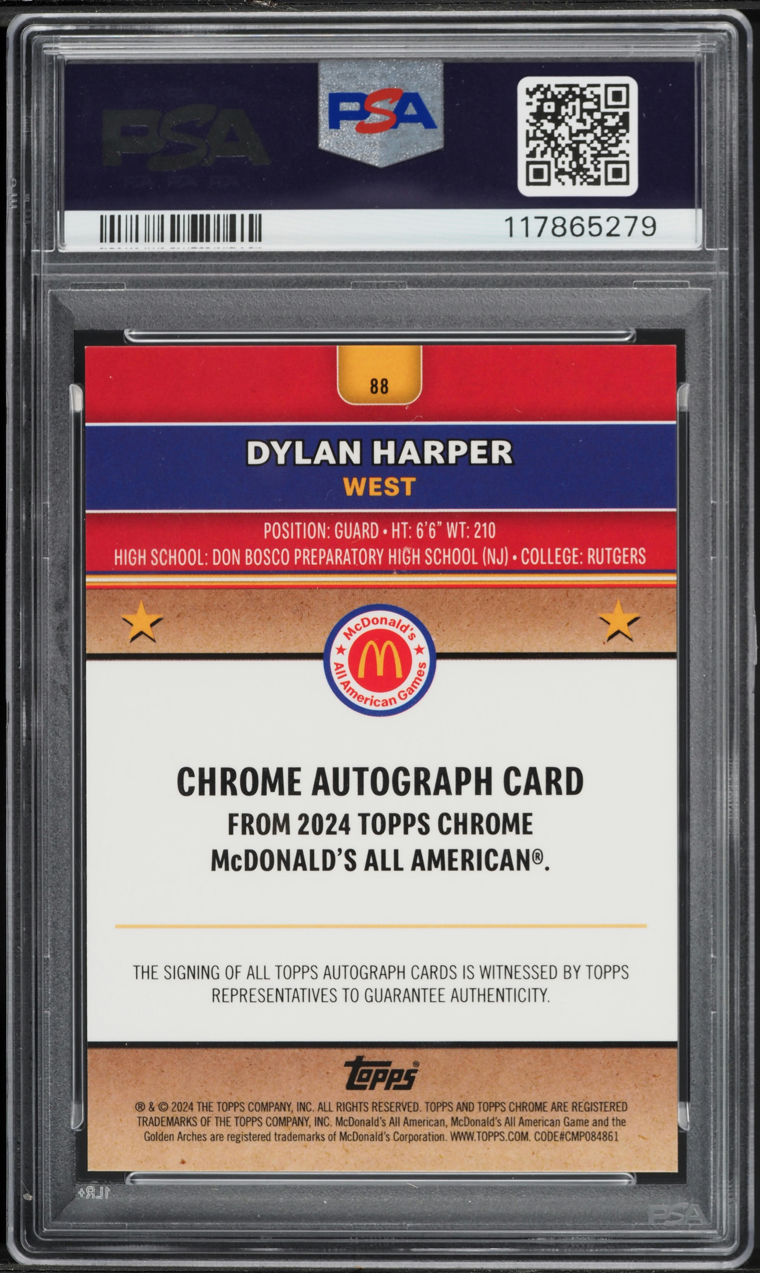 2024 Topps Chrome McDonald's Blue Raywave Dylan Harper AUTO #88