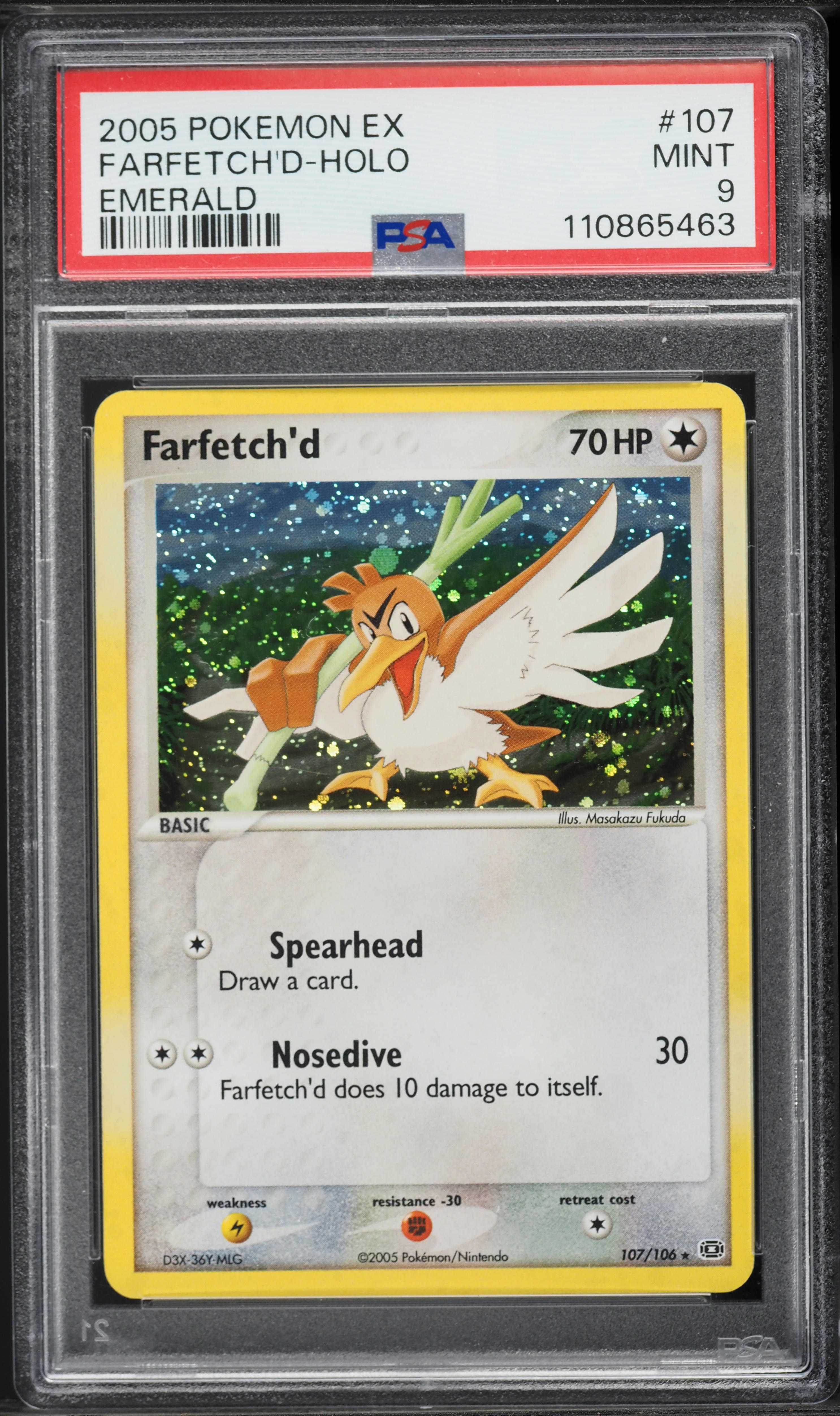 2005 Pokemon EX Emerald Holo Farfetch'd #107 PSA 9 MINT on
