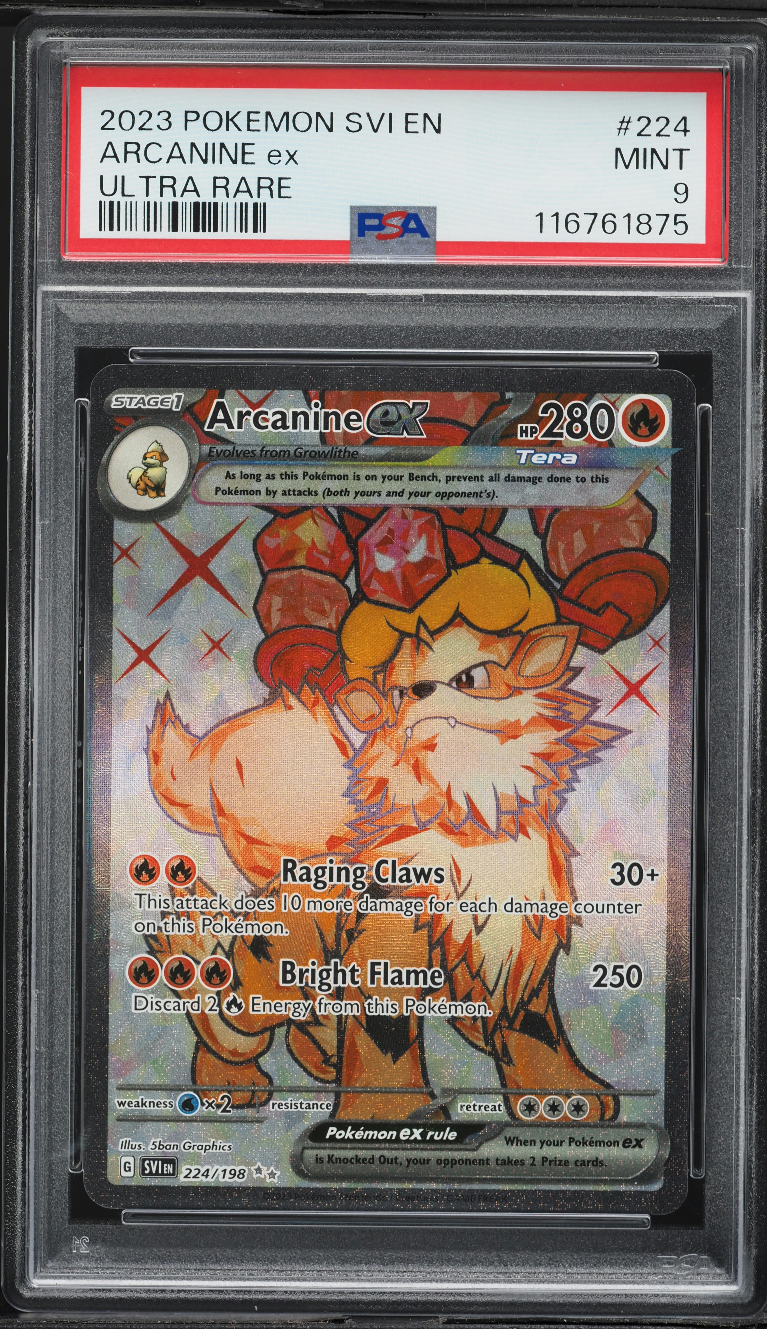 2023 Pokemon Scarlet & Violet Full Art Arcanine ex #224 PSA 9 MINT