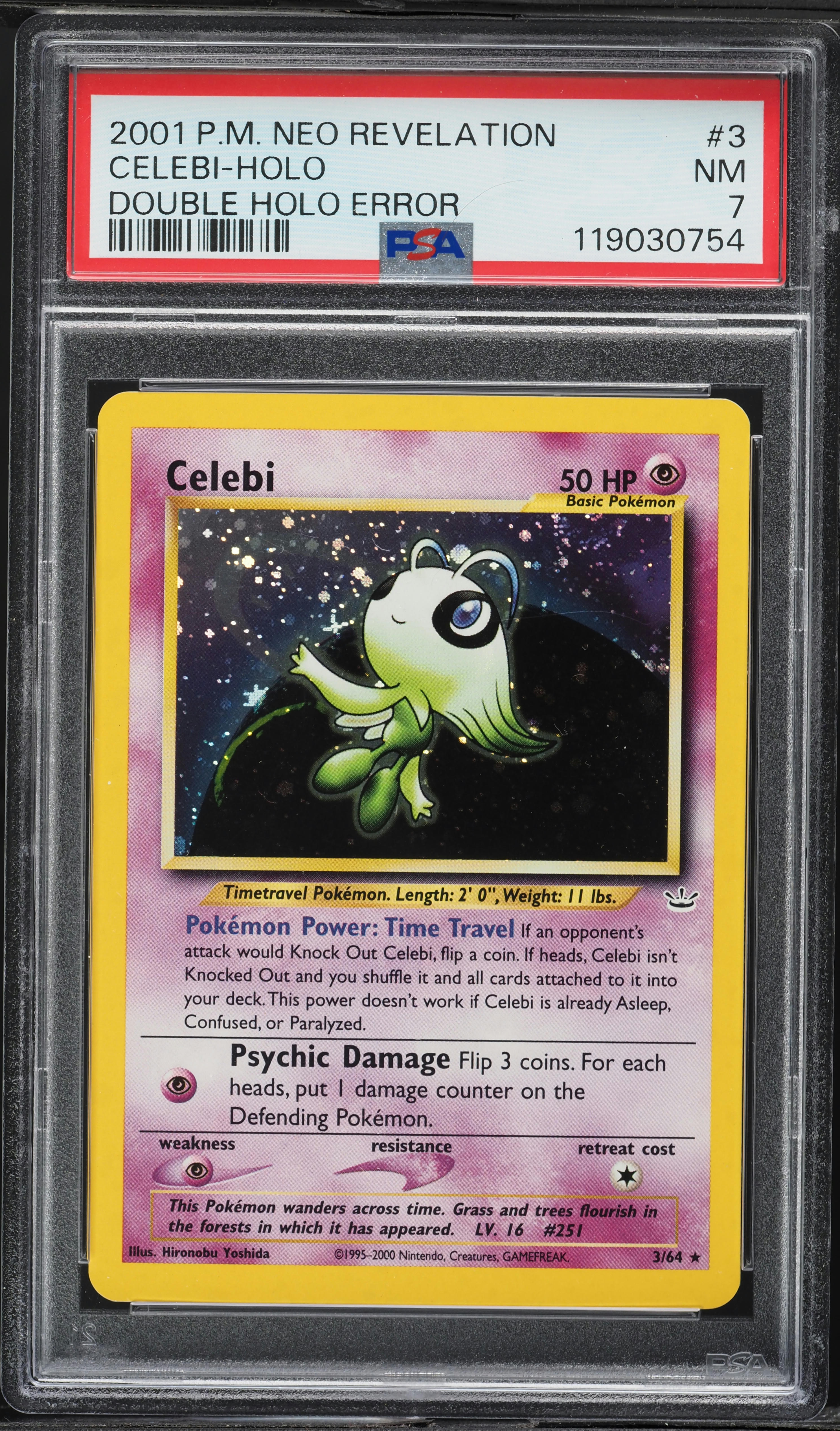 PSA7 2000年 日本版ネオ3 セレビィ-HOLO PSA 7 2001 Pokemon Neo Revelation Double Holo Error Celebi #3 PSA 7 NRMT