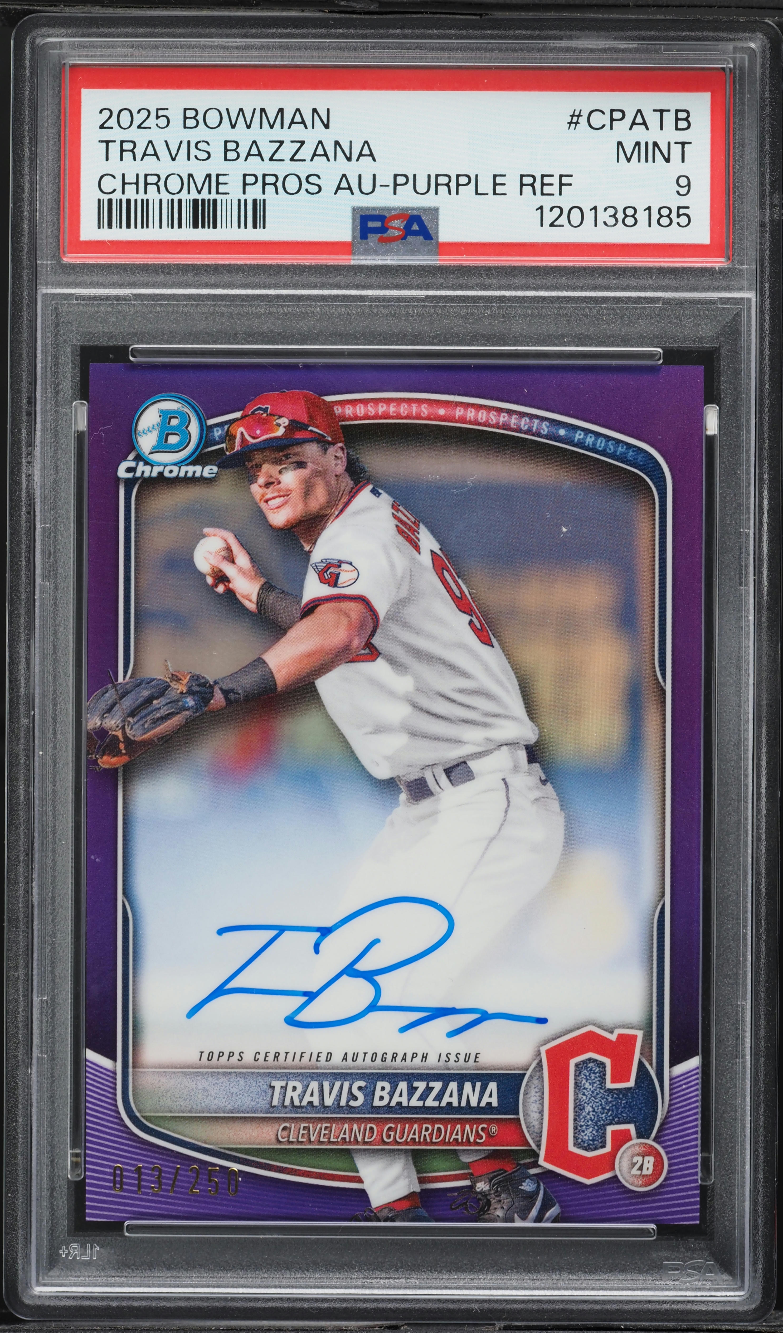 2025 Bowman Chrome Purple Refractor Travis Bazzana PROSPECT AUTO 