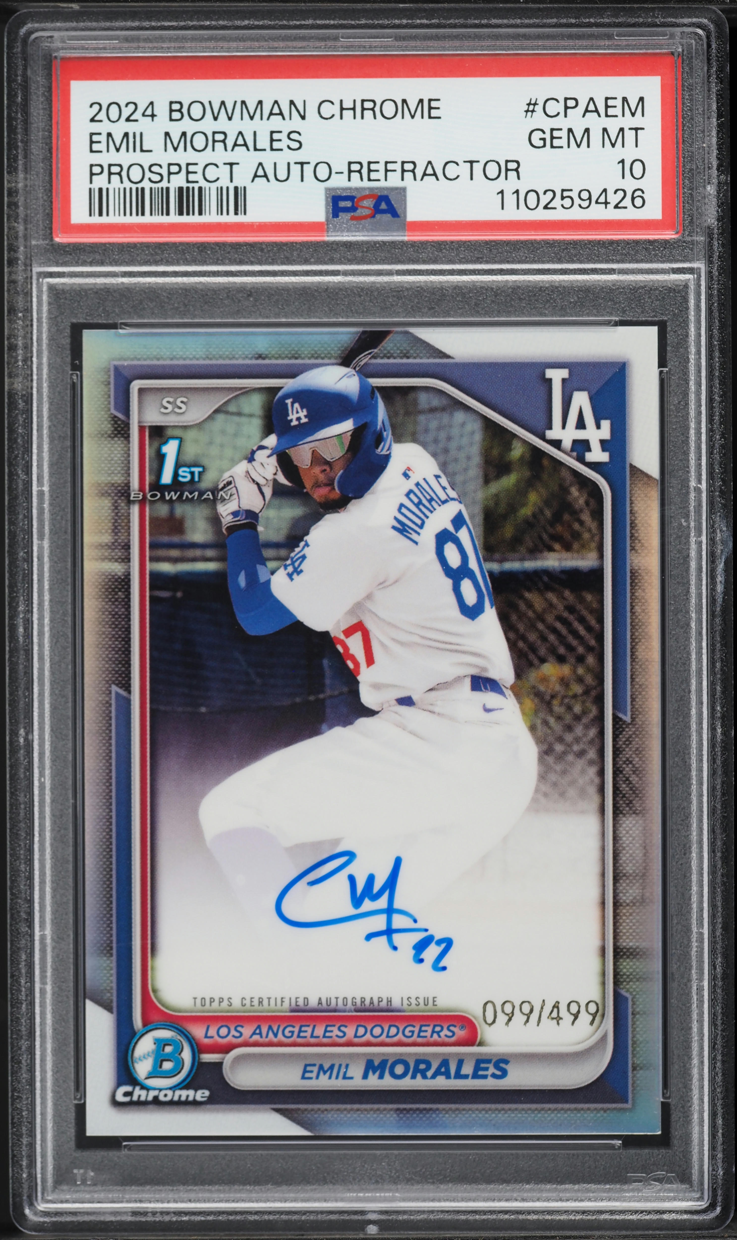2024 Bowman Chrome Refractor Emil Morales PROSPECT AUTO /499 