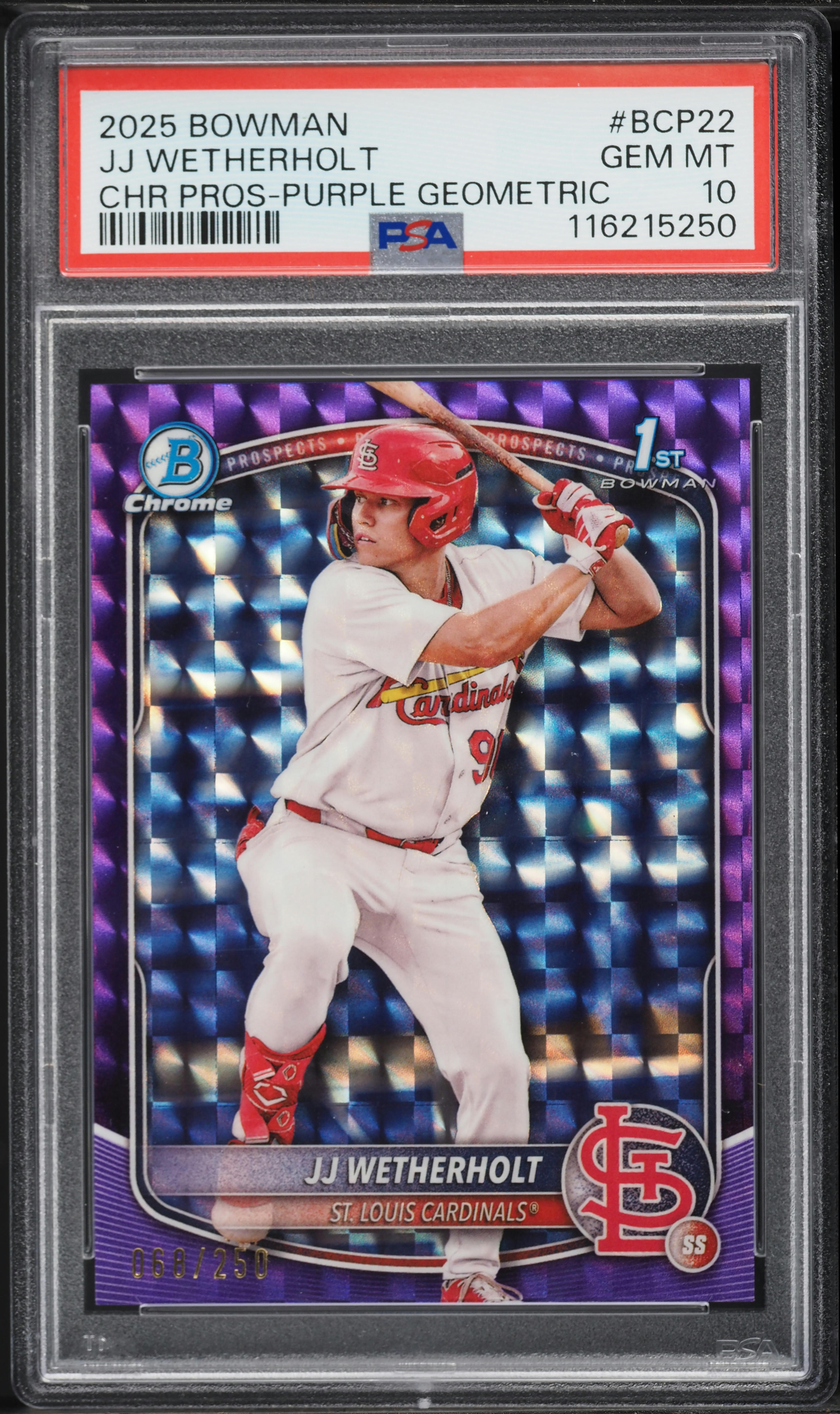 2025 Bowman Chrome Purple Geometric JJ Wetherholt PROSPECT /250 