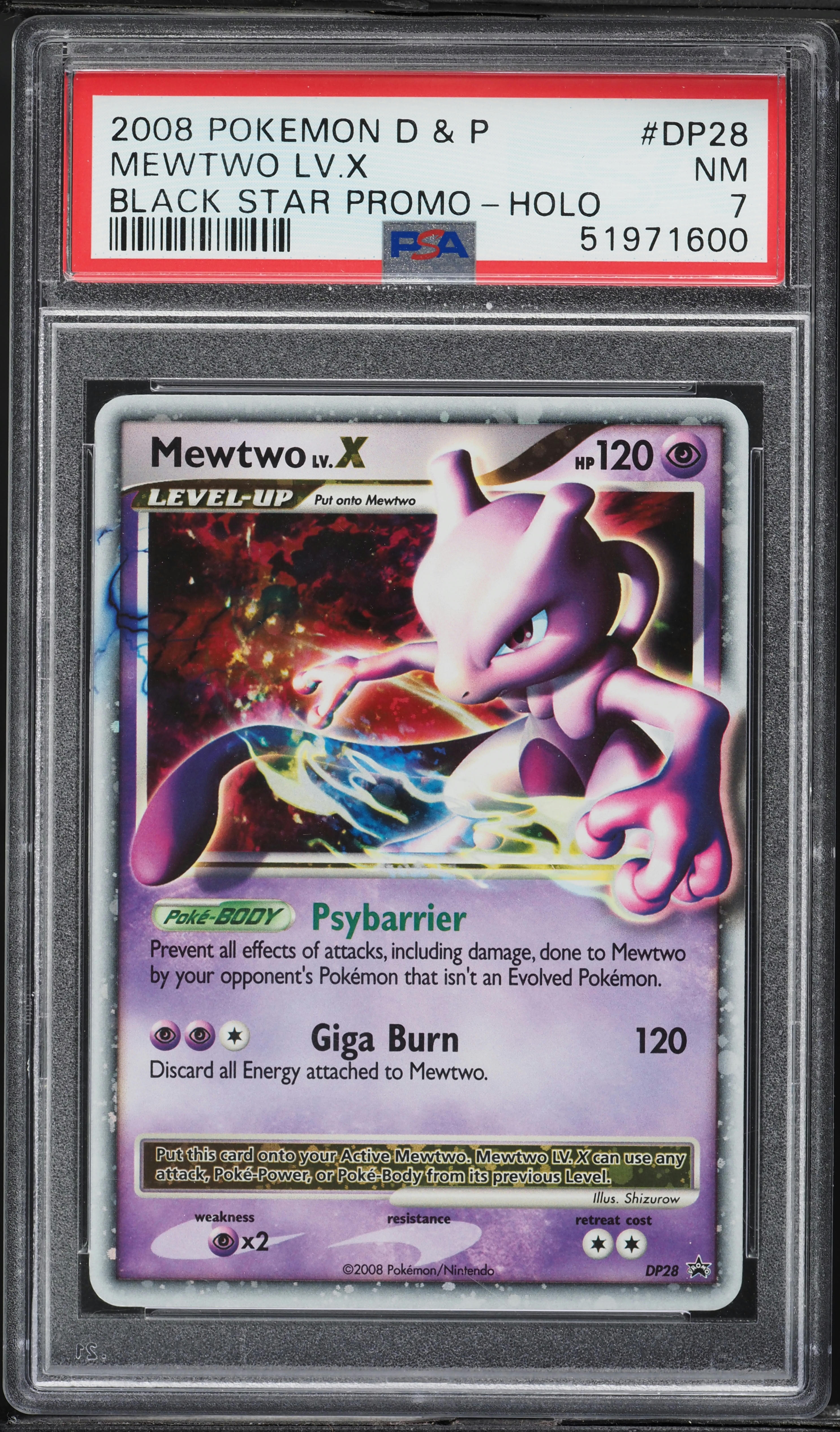 2008 Pokemon Diamond & Pearl Black Star Promo Holo Mewtwo Lv.X
