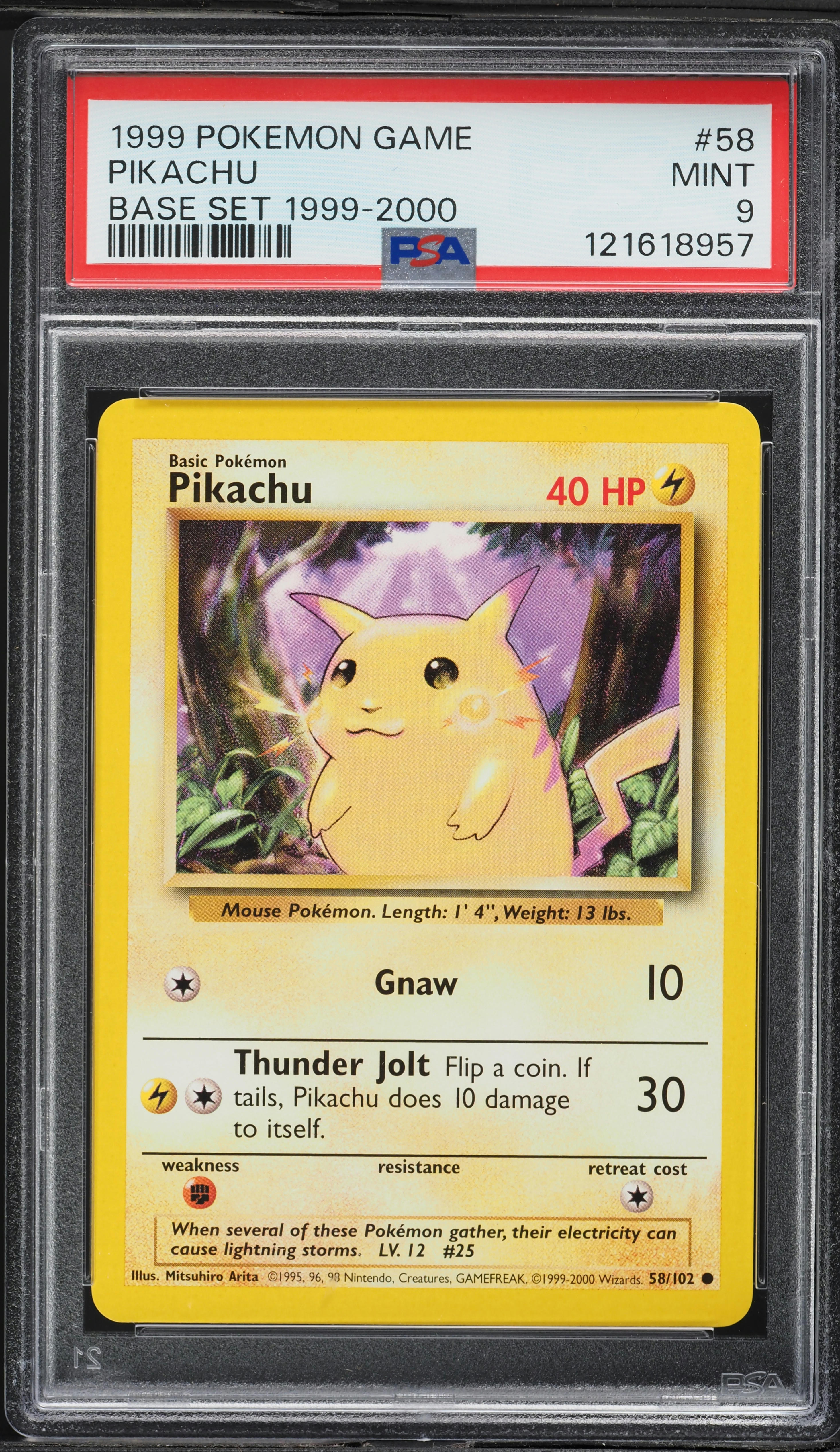 1999 Pokemon Base Set '99-00 Yellow Cheeks Pikachu #58 PSA 9 MINT
