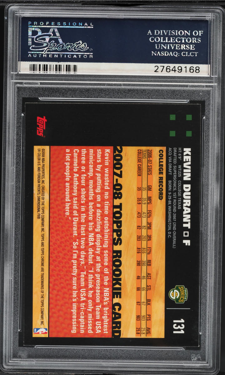 2007 Topps Chrome Kevin Durant ROOKIE #131 PSA 10 GEM MINT