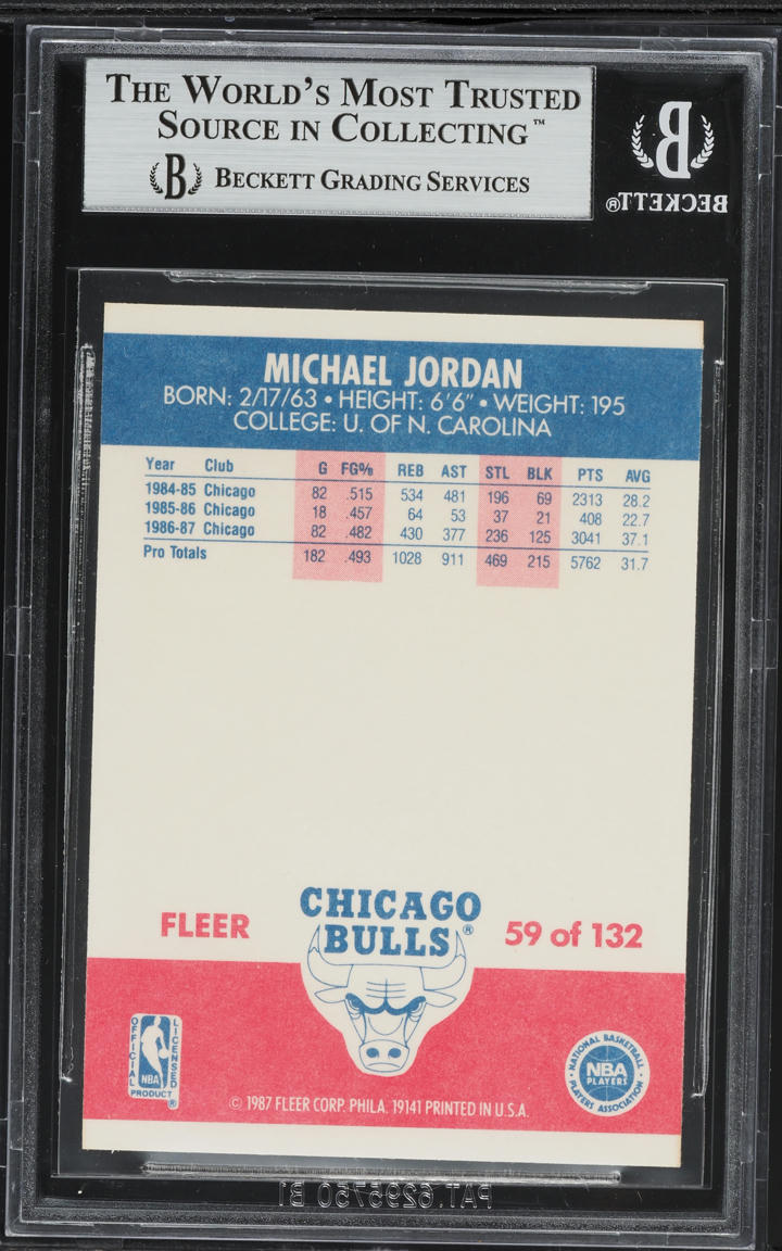 1987 Fleer Basketball Michael Jordan ROOKIE #59 BGS 9 MINT