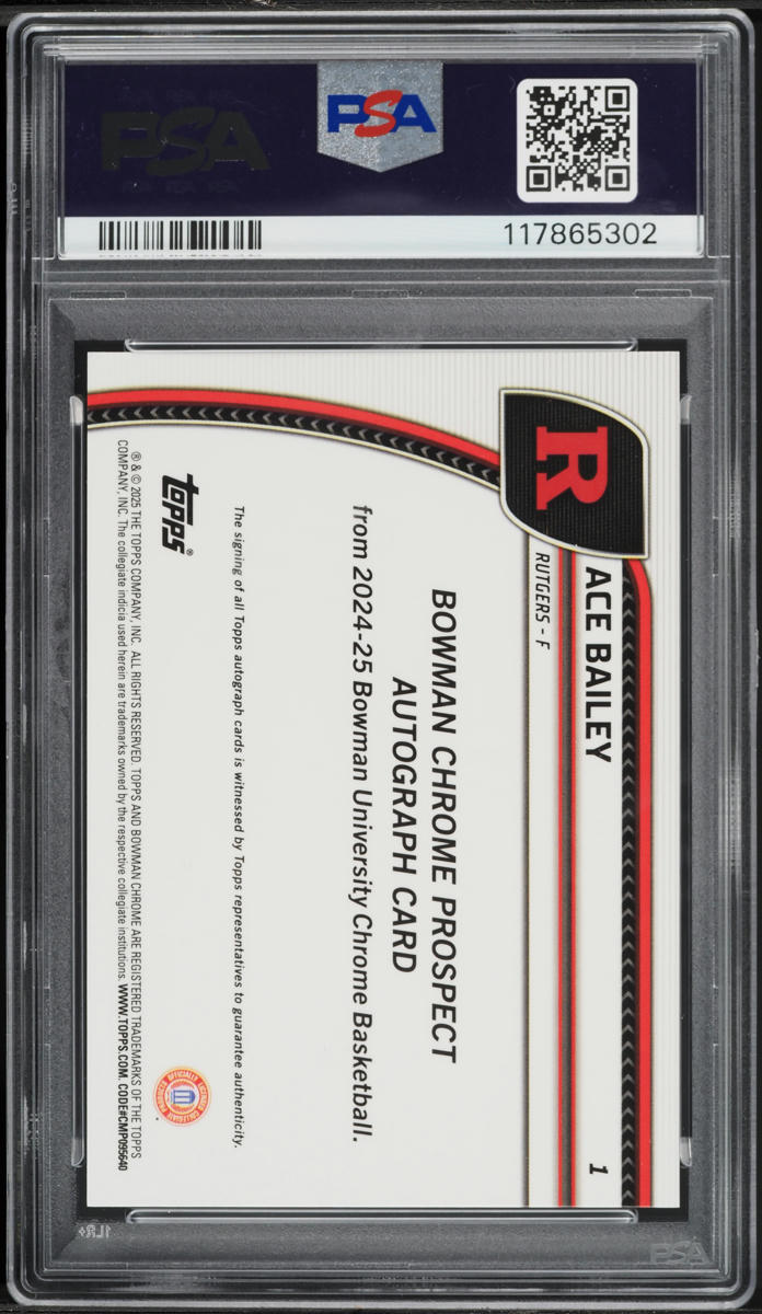 2024 Bowman Chrome University Green Shimmer Ace Bailey ROOKIE AUTO #1 PSA 10