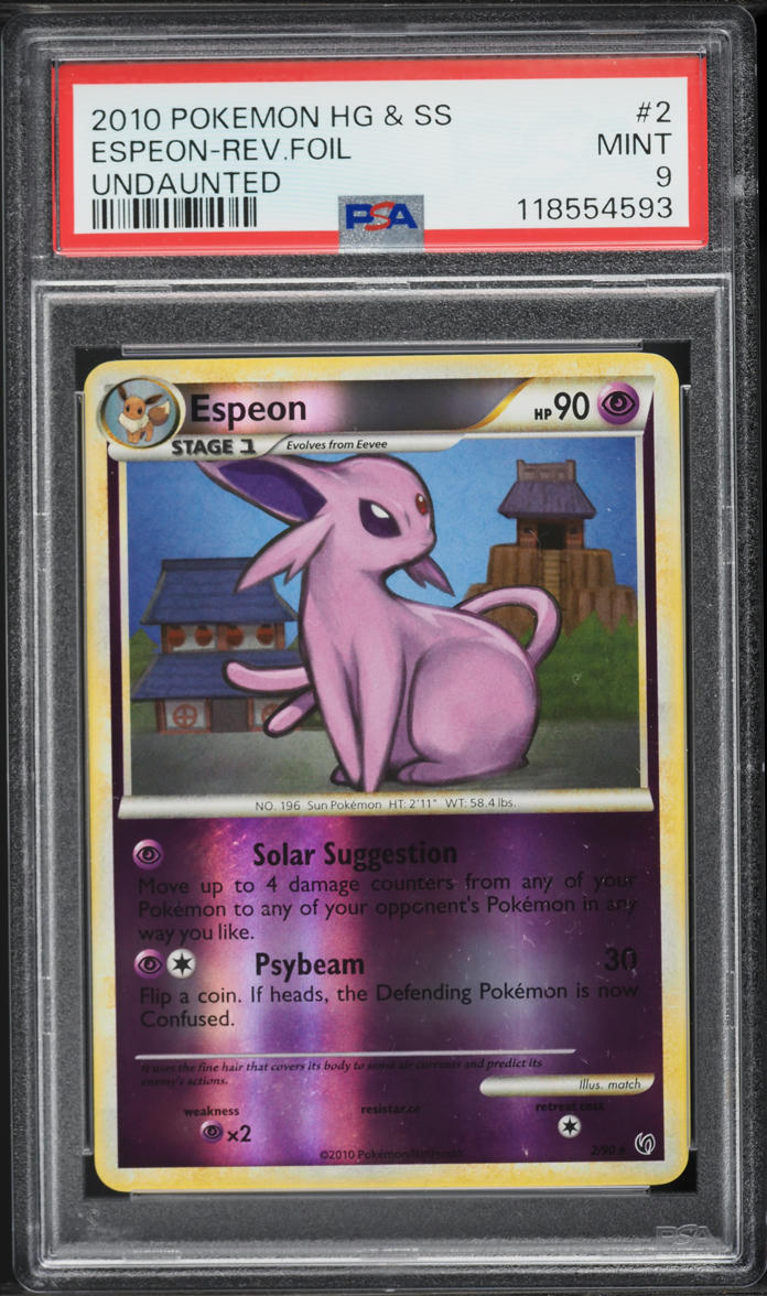2010 Pokemon Heartgold & Soulsilver Undaunted Reverse Holo Espeon #2 PSA 9 MINT