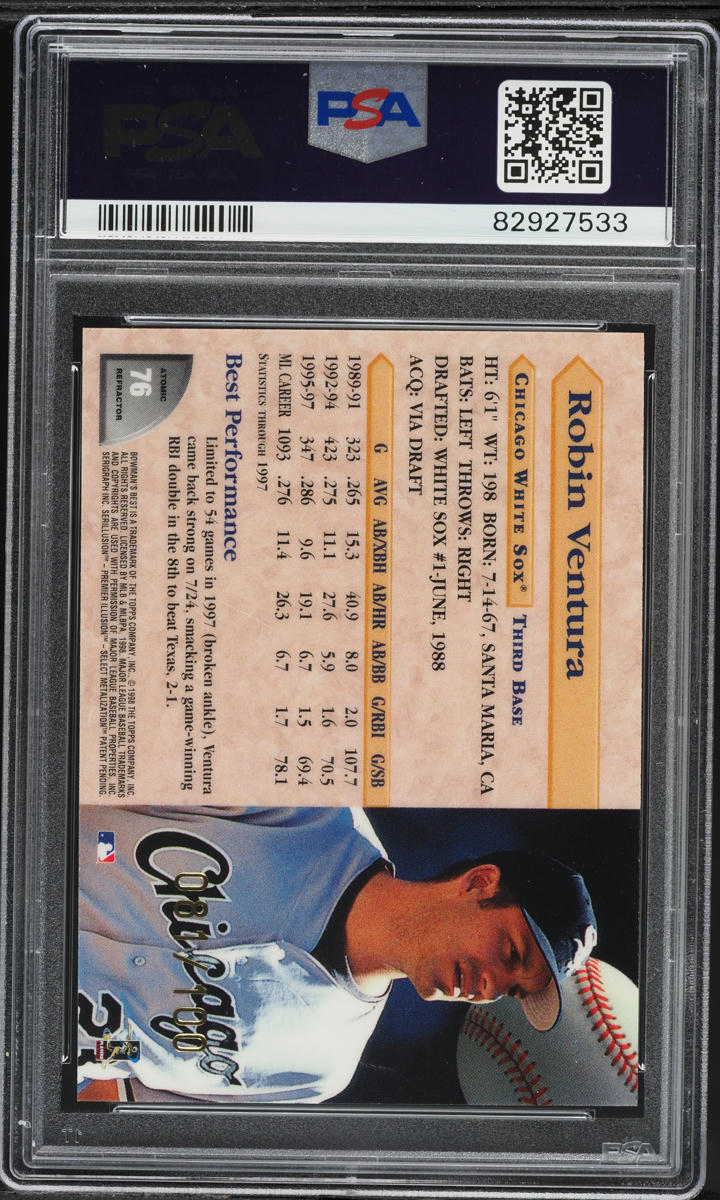 1998 Bowman's Best Atomic Refractor Robin Ventura #76 PSA 10 GEM MINT