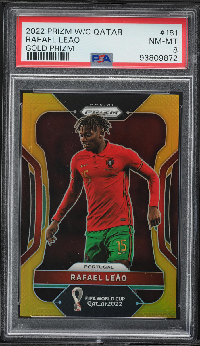 2022 Panini Prizm World Cup Qatar Gold Prizm Rafael Leao /10 #181 PSA 8 NM-MT