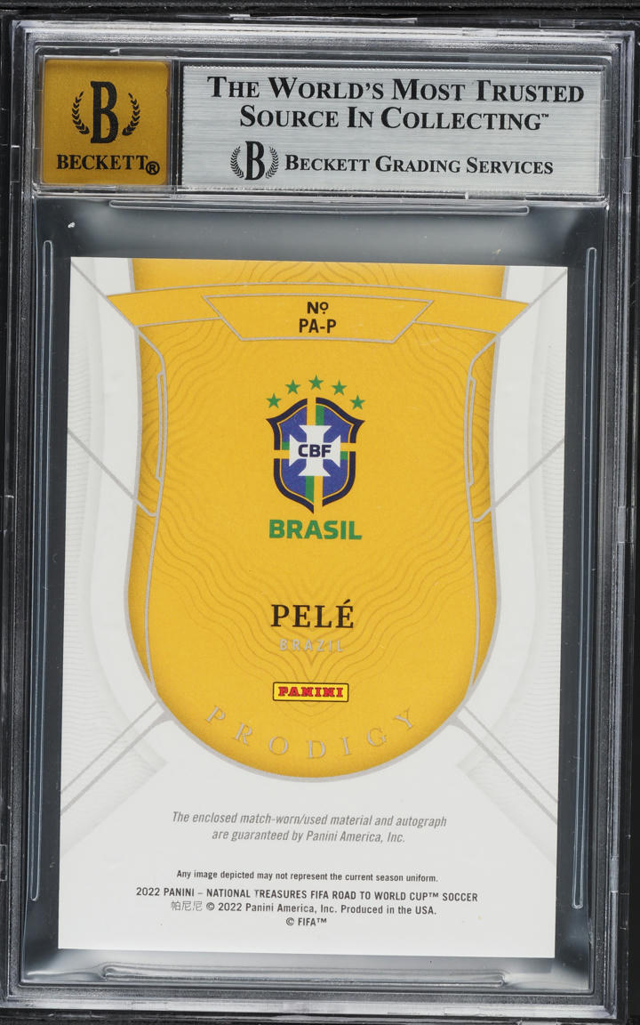 2022 National Treasures Road To The World Cup Prodigy Sapphire Pele PATCH AUTO /5 #7 BGS 8
