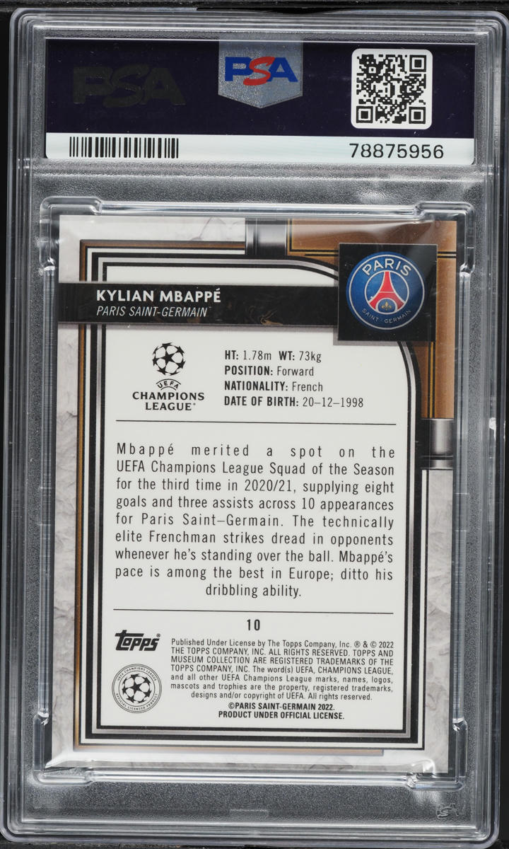 2021 Topps Museum Collection UEFA Champions League Ruby Kylian Mbappe /25 #10 PSA 10 GEM MINT