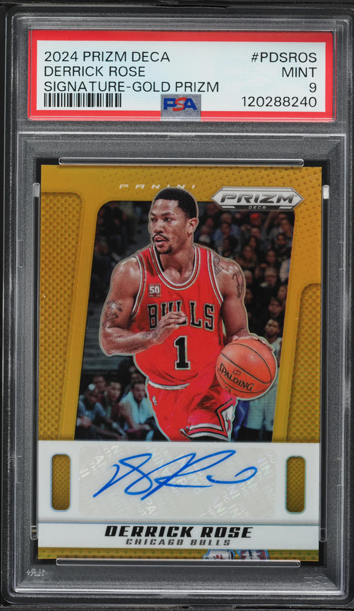 2024 Panini Prizm Deca Signatures Gold Derrick Rose AUTO #PDSROS PSA 9 MINT